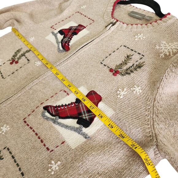Croft & Barrow Womens Vintage Christmas Ice Skating Sweater Size Large Grandma - Picture 7 of 10